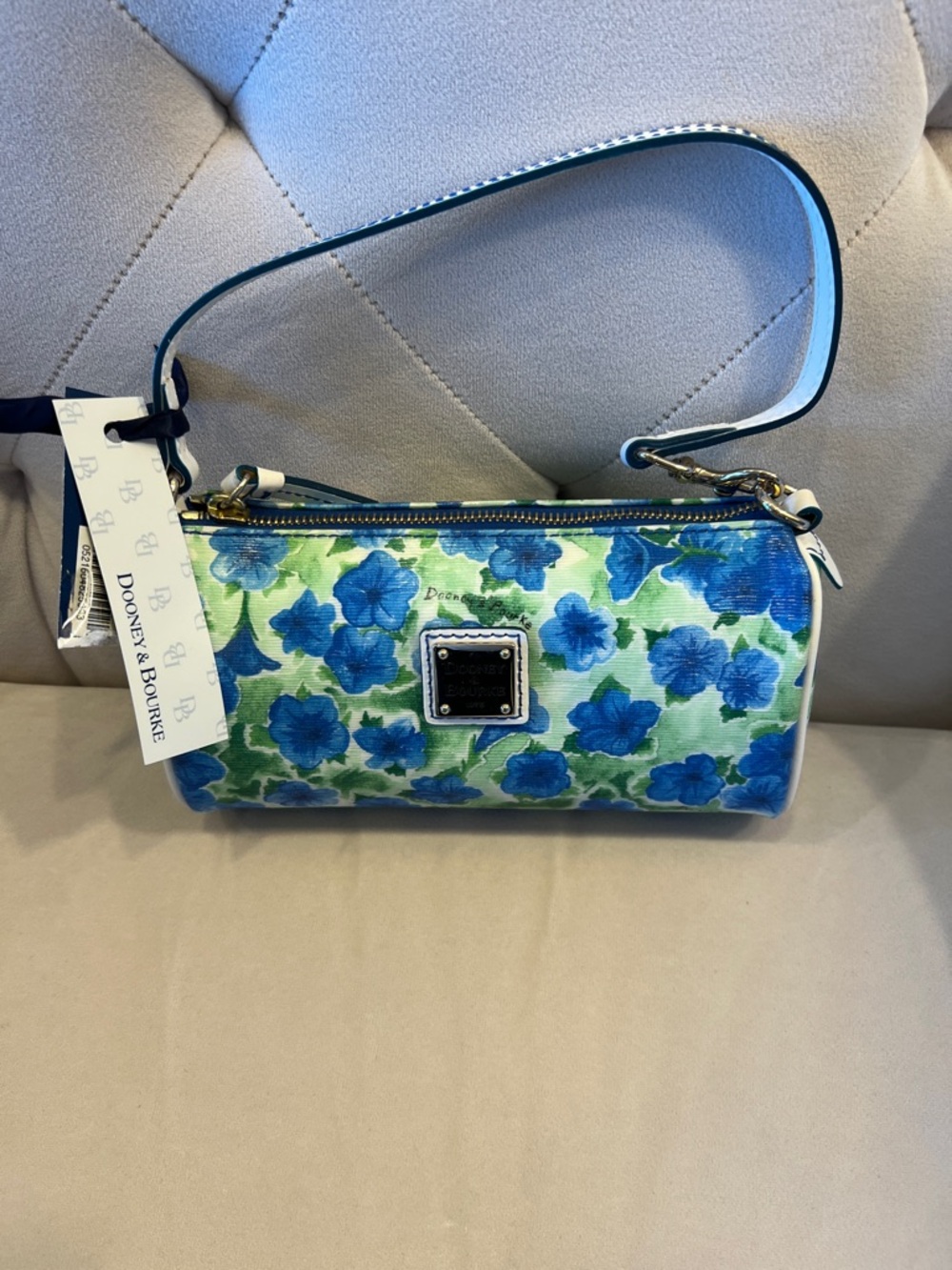 Dooney & Bourke Blue and Green Floral Mini Barrel Bag